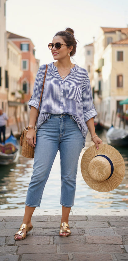 Chemise / Blouse légère à rayures style casual chic