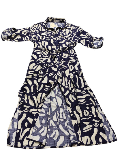 Robe Maxi Chemise à Imprimé Abstrait – Élégance et Liberté(Qh13)