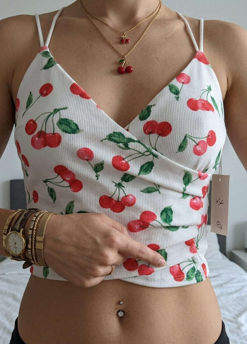 Top Cropped Imprimé Fruitier – Style Rétro & Estival