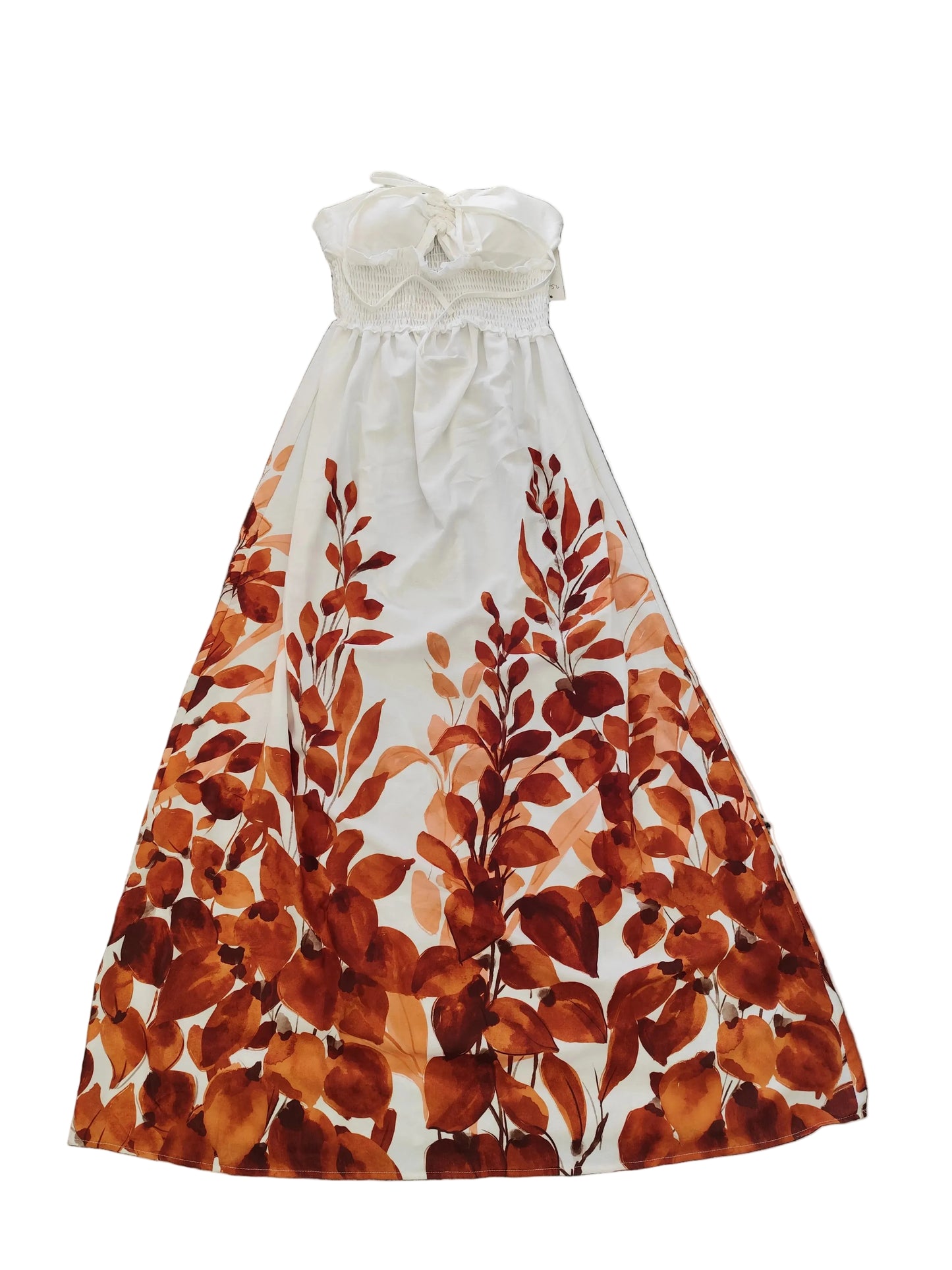 Robe longue estivale à motifs feuillages – Élégante et légère