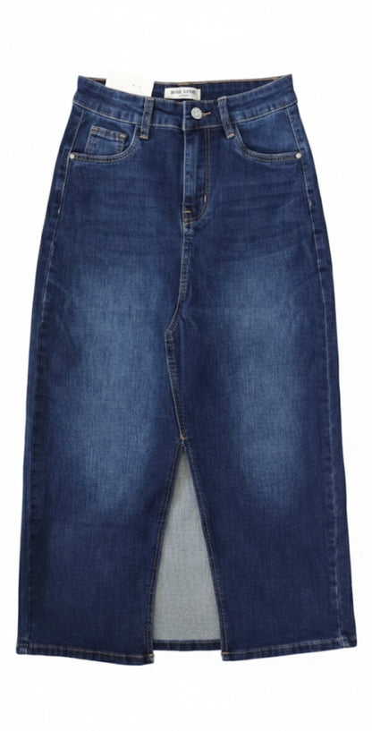 Jupe Longue en Jean Denim Brut - Coupe Droite avec Fente